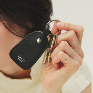 Freya Vegan Leather Keyring Key Chain - Black